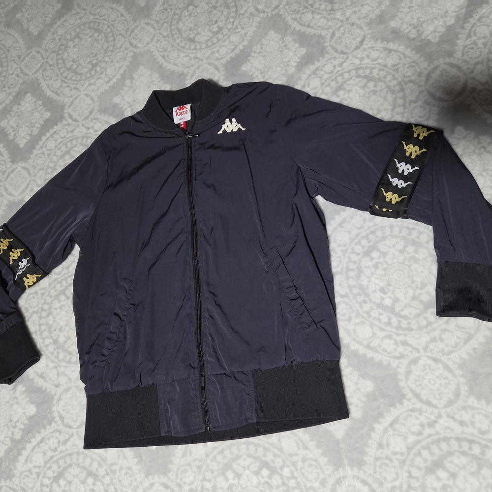 Kappa Black Logo Track Bomber Jacket with White Accents - Picture 3 of 5
